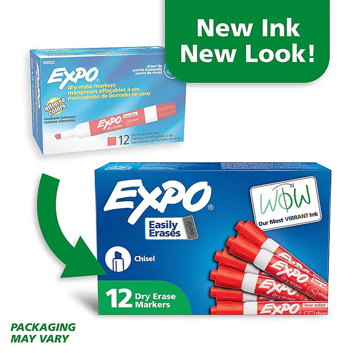 Expo Tank Dry Erase Markers, Chisel Tip, Red, 12/Pack (80002)
