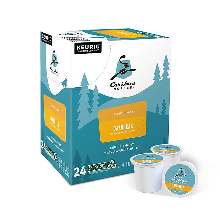 Caribou Coffee Daybreak Morning Blend Coffee Keurig® K-Cup® Pods, Light Roast, 24/Box