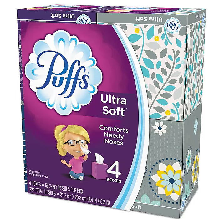 Ultra Soft/Strong Facial Tissue 4 Pack, (56-Count) (PGC35295)