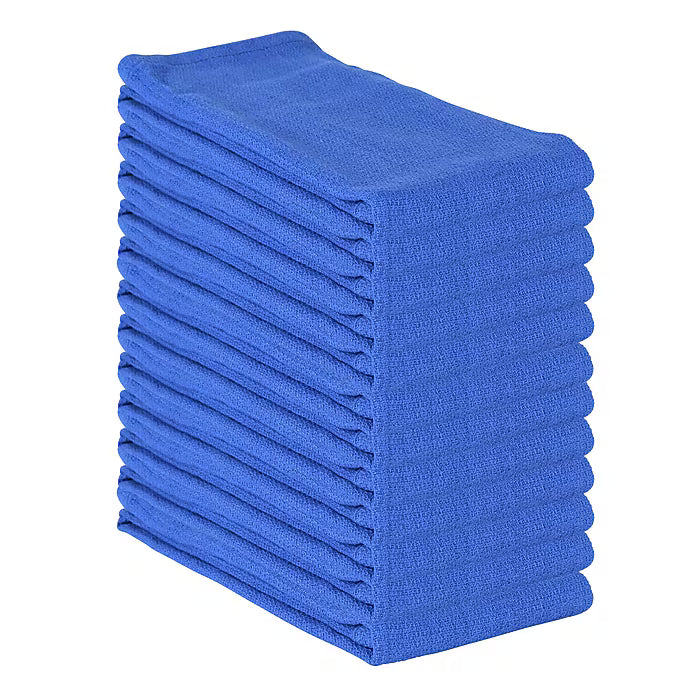 Hospeco 100% Cotton Cleaning Towels, 16" x 26", Blue, 12 Towels/Pack, 10 Pack/Carton