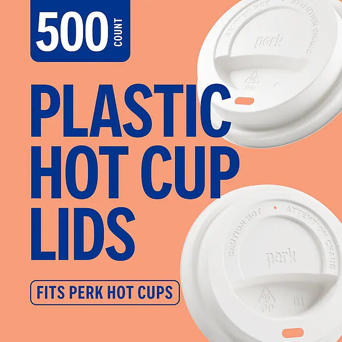 Perk™ Plastic Hot Cup Lid, 10/12/16 Oz., White, 500/Carton