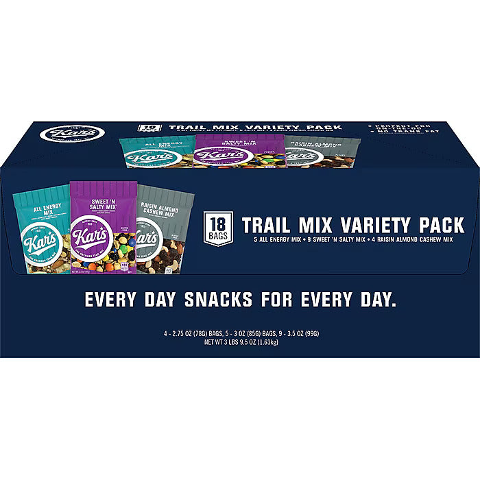 Kars Gluten-Free Variety Pack Trail Mix, 57.5 oz., 18 Bags/Box
