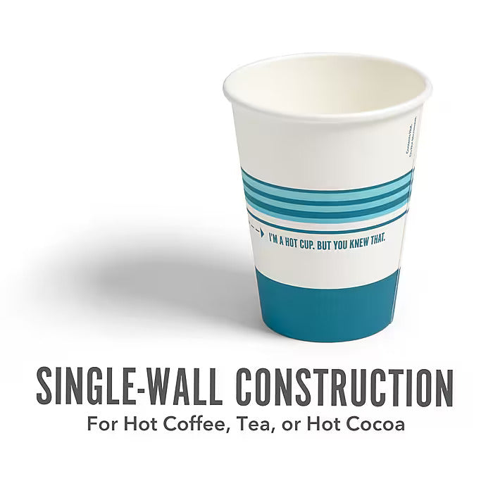 Perk™ Paper Hot Cup, 12 oz., White/Blue, 500/Carton