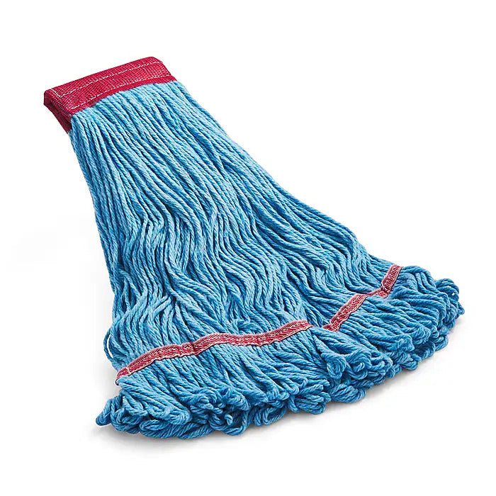 Coastwide Professional™ Looped-End Wet Mop Head, Large, Recycled Blend, 5" Headband, Blue