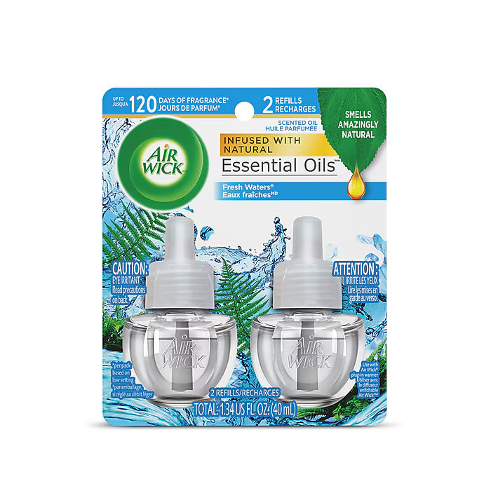 Air Wick Scented Oil Refills, Fresh Waters, 0.67 oz., 2/Pack