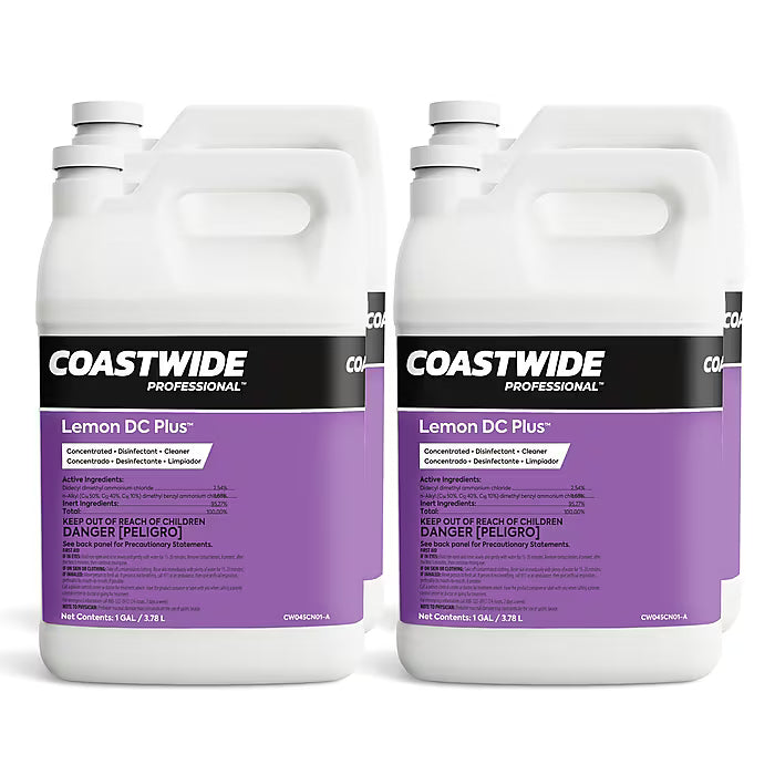 Coastwide Professional Lemon DC Plus Disinfectant Cleaner, Lemon Scent, 1 Gallon, 4/Carton