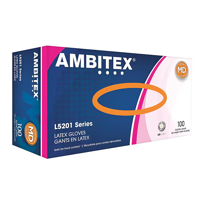 Ambitex L5201 Series Latex Food Grade Gloves, 100/Box