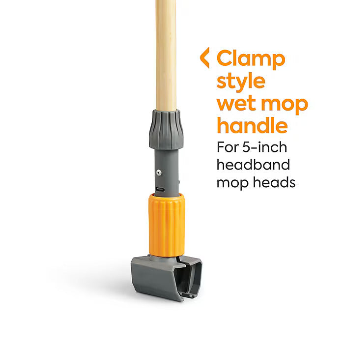 Coastwide Professional™ 60" Clamp Style Wood Wet Mop Handle, Plastic Head