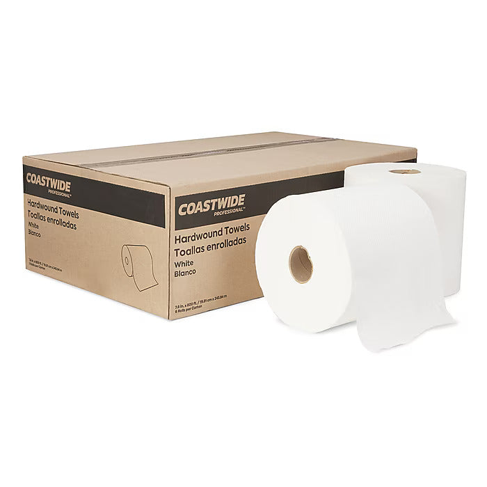 Coastwide Professional™ Hardwound Paper Towel, 1-Ply, White, 800'/Roll, 6 Rolls/Carton (CW21811)