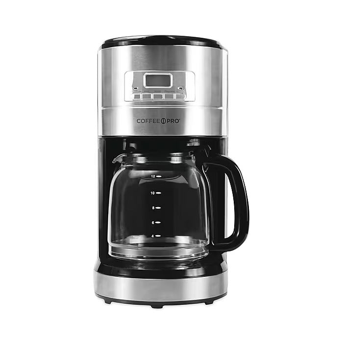 Coffee Pro Euro Style 12-Cup Automatic Drip Coffee Maker, Stainless Steel