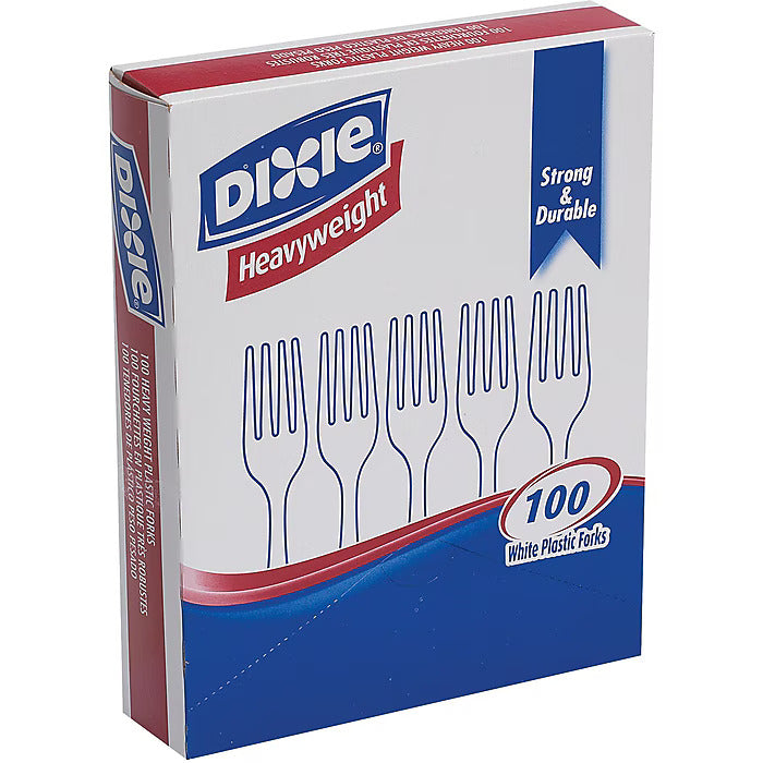 Dixie Plastic Forks, Heavy-Weight, White, 100/Box