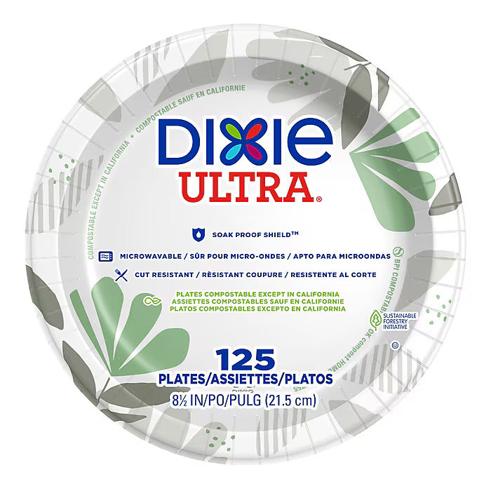 Dixie Ultra Pathways 8.5" Paper Plates, Multicolor, 125/Pack