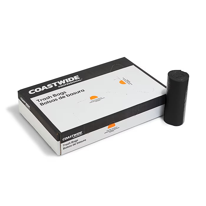 Coastwide Professional™ 60 Gallon Trash Bag with 30% PCR, 38" x 58", Low Density, 0.8 mil, Black, 100 Bags/Box