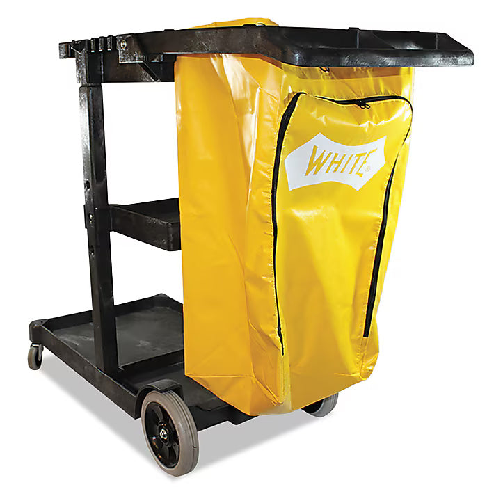 Impact 3-Shelf Cleaning Cart with Vinyl Bag, 25 gal. Capacity