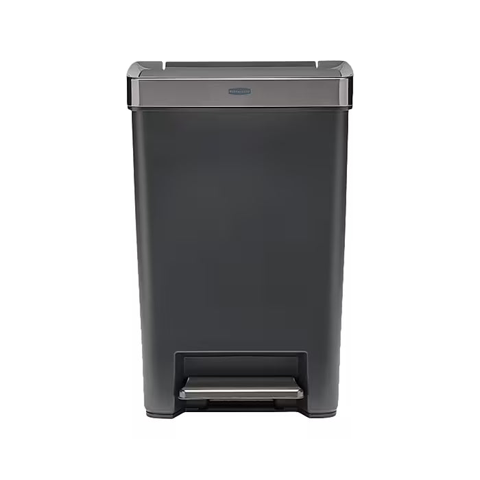 Rubbermaid Premier Series III Indoor Step-On Trash Can with Lid, 12.4 Gallon, Black