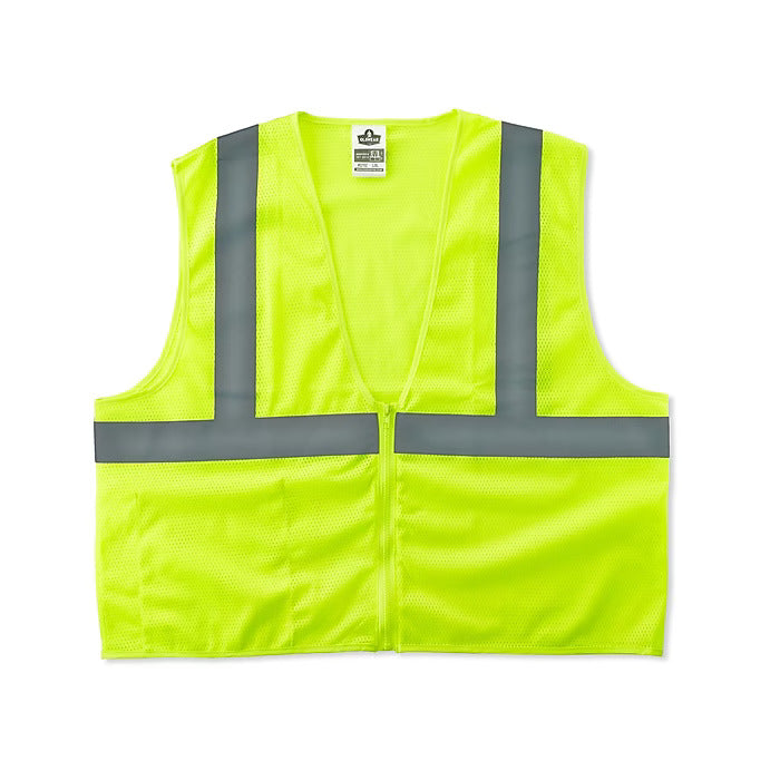 Ergodyne GloWear 8210Z High Visibility Sleeveless Safety Vest, ANSI Class R2, L/XL, Lime