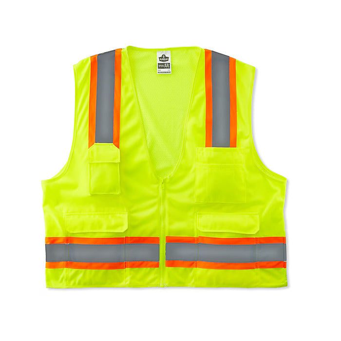 Ergodyne GloWear 8248Z High Visibility Sleeveless Safety Vest, ANSI Class R2, Lime, S/M