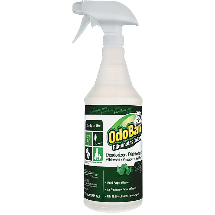 ODOBAN Professional Series All-Purpose Cleaners & Spray Disinfectant, Eucalyptus Scent, 12/Carton