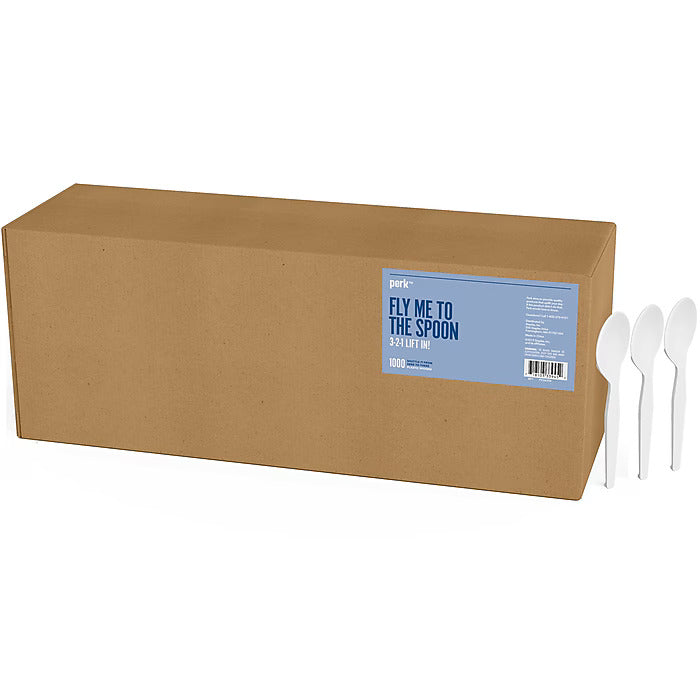 Perk™ Plastic Cutlery, Medium-Weight, White, 1000/Pack