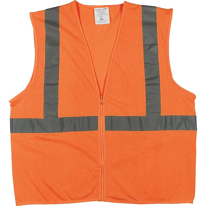 Protective Industrial Products High Visibility Sleeveless Safety Vest, ANSI Class R2, Orange, 2XL