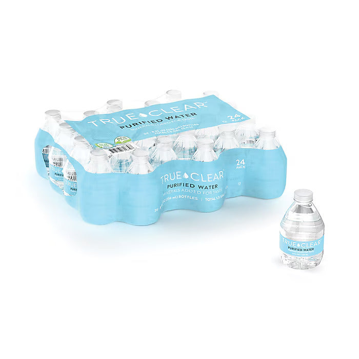 True Clear Purified Bottled Water, 8 oz., 24/Carton