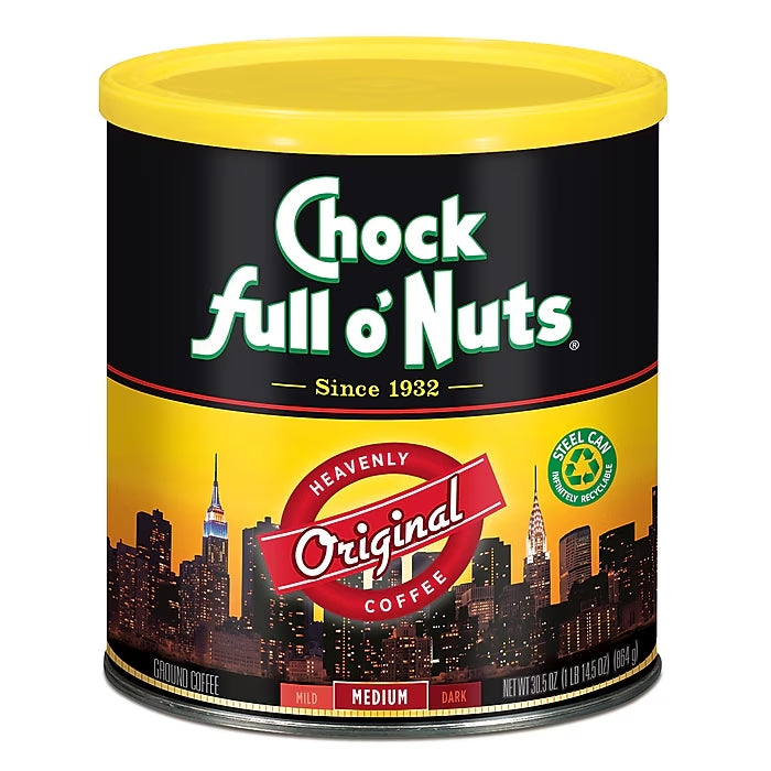 Chock full o'Nuts Original Blend Ground Coffee, Medium Roast, 30.5 oz.