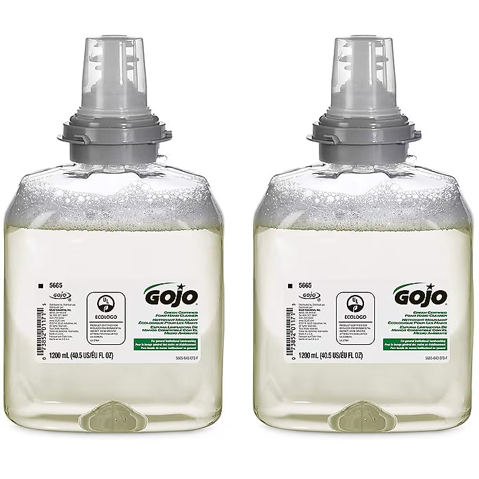 GOJO Green Certified Foaming Hand Soap Refill for TFX Dispenser, 1200 ml, 2/Carton (5665-02)