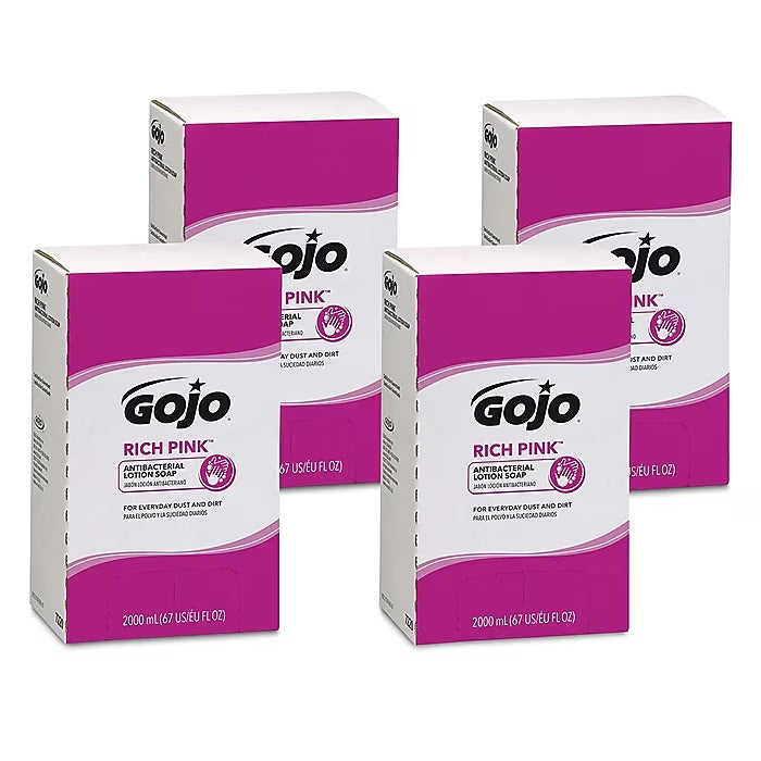 GOJO Rich Pink Antibacterial Liquid Hand Soap Refill for PRO TDX Dispenser, Floral Scent, 67 oz., 4/Carton (7220-04)