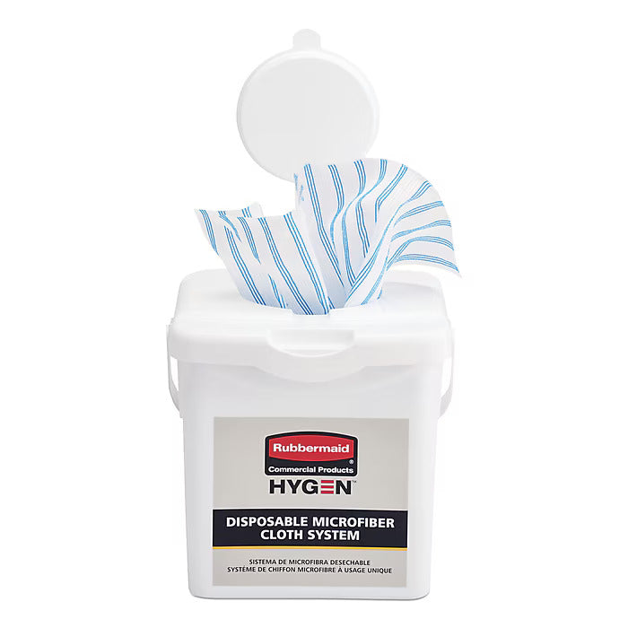 Rubbermaid Commercial HYGEN Disposable Microfiber Charging Bucket, 7.92 x 7.75 x 7.44, White, 4/Carton