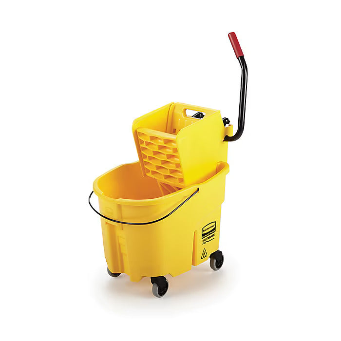 Rubbermaid WaveBrake 2.0 Janitorial Side-Press Bucket and Wringer, 35 Quart , Yellow