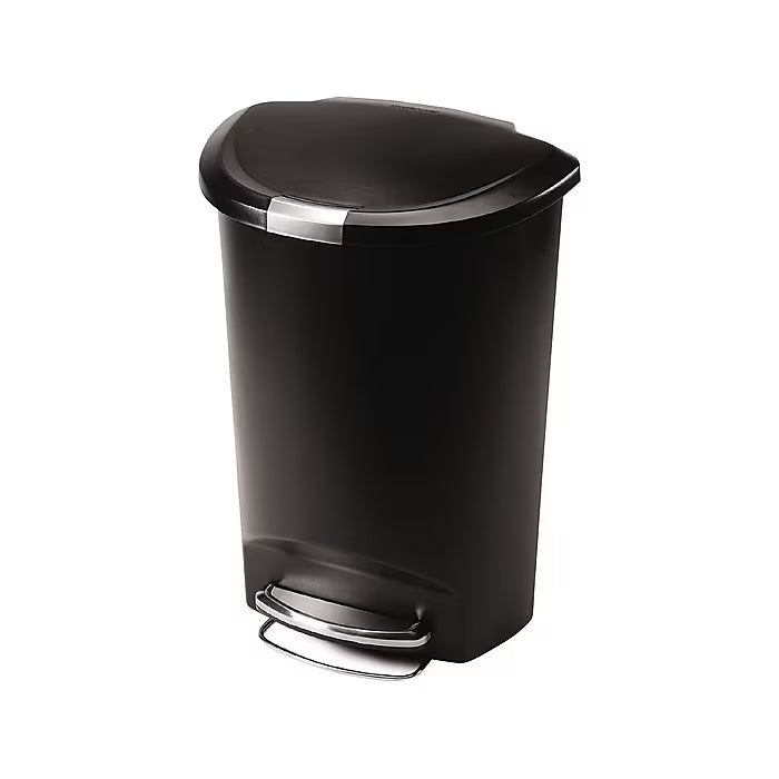 simplehuman Plastic Indoor Step Trash Can with Lid, 13 Gallons, Black