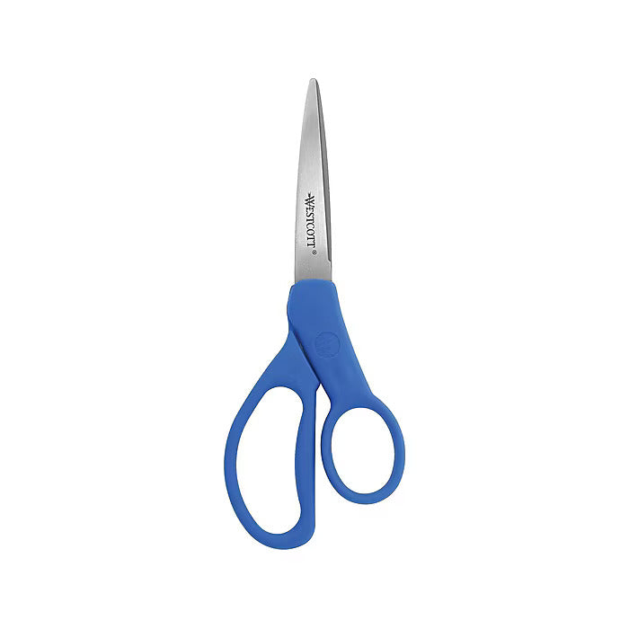 Westcott All Purpose Preferred 7" Stainless Steel Scissors, Pointed Tip, Blue