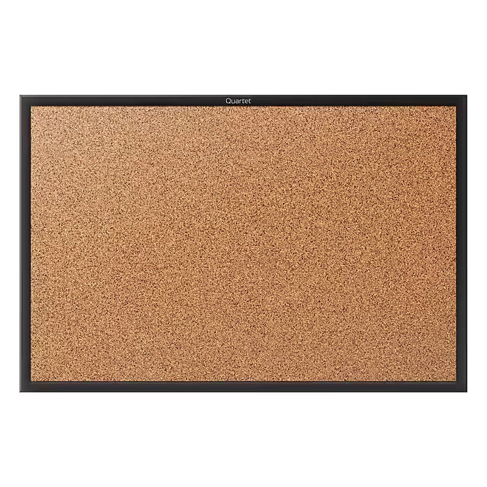 Quartet Classic Cork Bulletin Board, Black Frame, 3' x 2' (2303B)