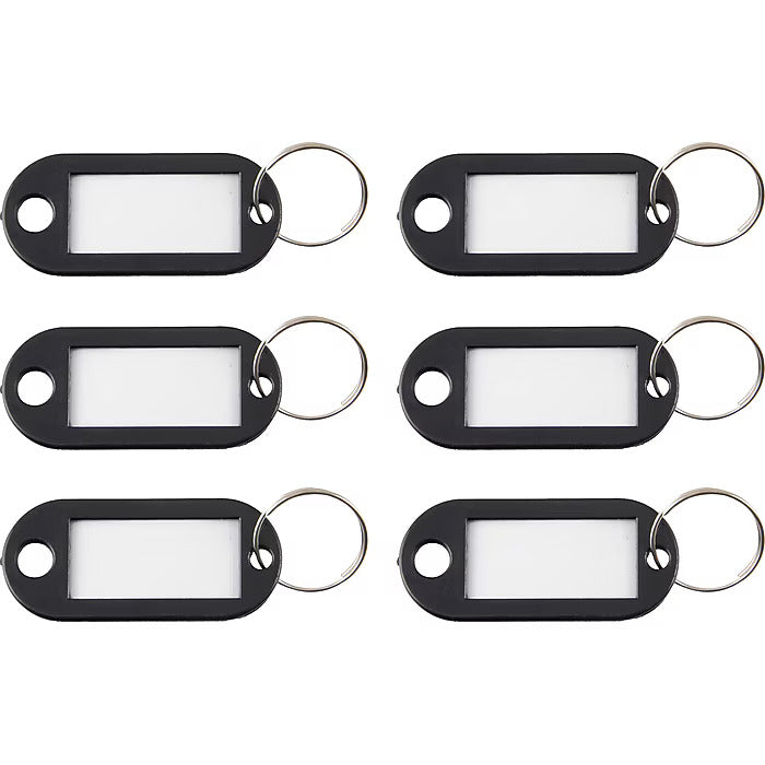Advantus 1-Key Tags, Black, 6/Pack