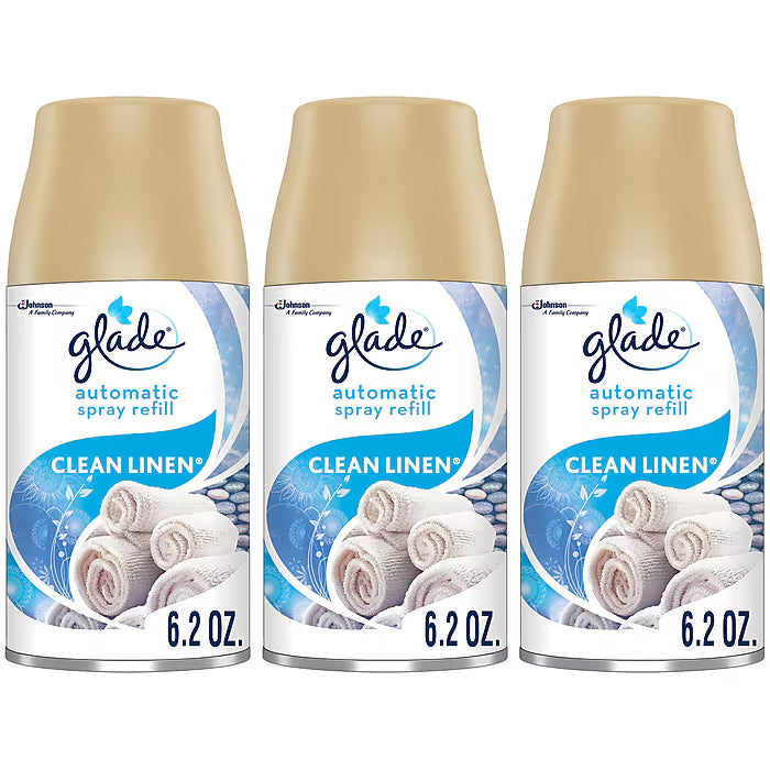 Glade Automatic Aerosol Air System Refill, Clean Linen, 6.2 Oz., 3/Pack