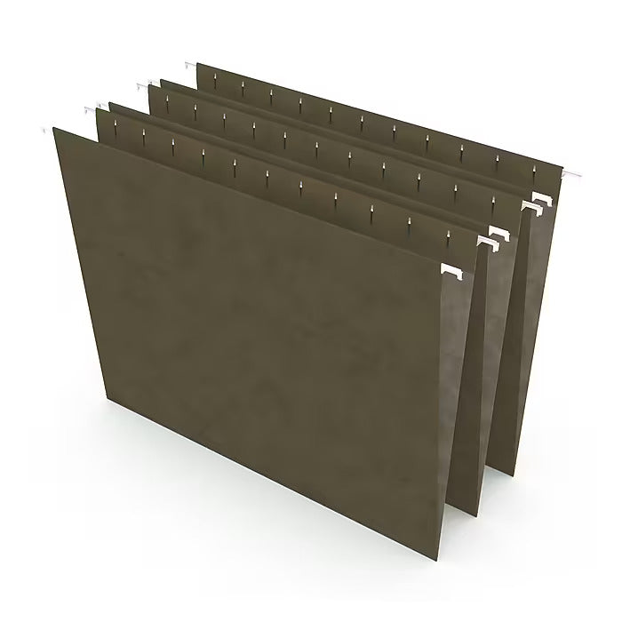 Staples® 100% Recycled Hanging File Folders, Stright Cut, Letter Size, Standard Green, 25/Box