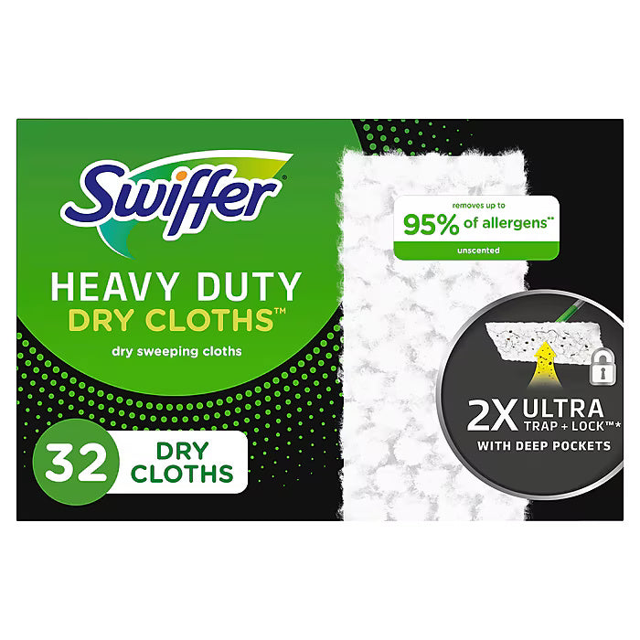 Swiffer Heavy Duty Dry Sweeping Cloths, White, 32/Pack