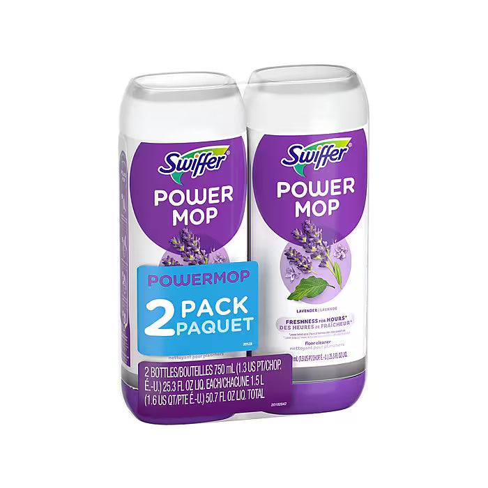 Swiffer PowerMop Floor Cleaner, Lavender Scent, 25.3 Fl. Oz., 2/Pack